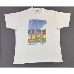 Rare Vintage 90s 1993 Humanitees Living Desert Art Tee Nature Painting Drawing T